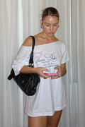 Casual Letter Off Shoulder Loose T-Shirt image 1