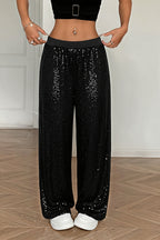 Sexy Sequin Patch Elastic Waist Straight Pants image 5