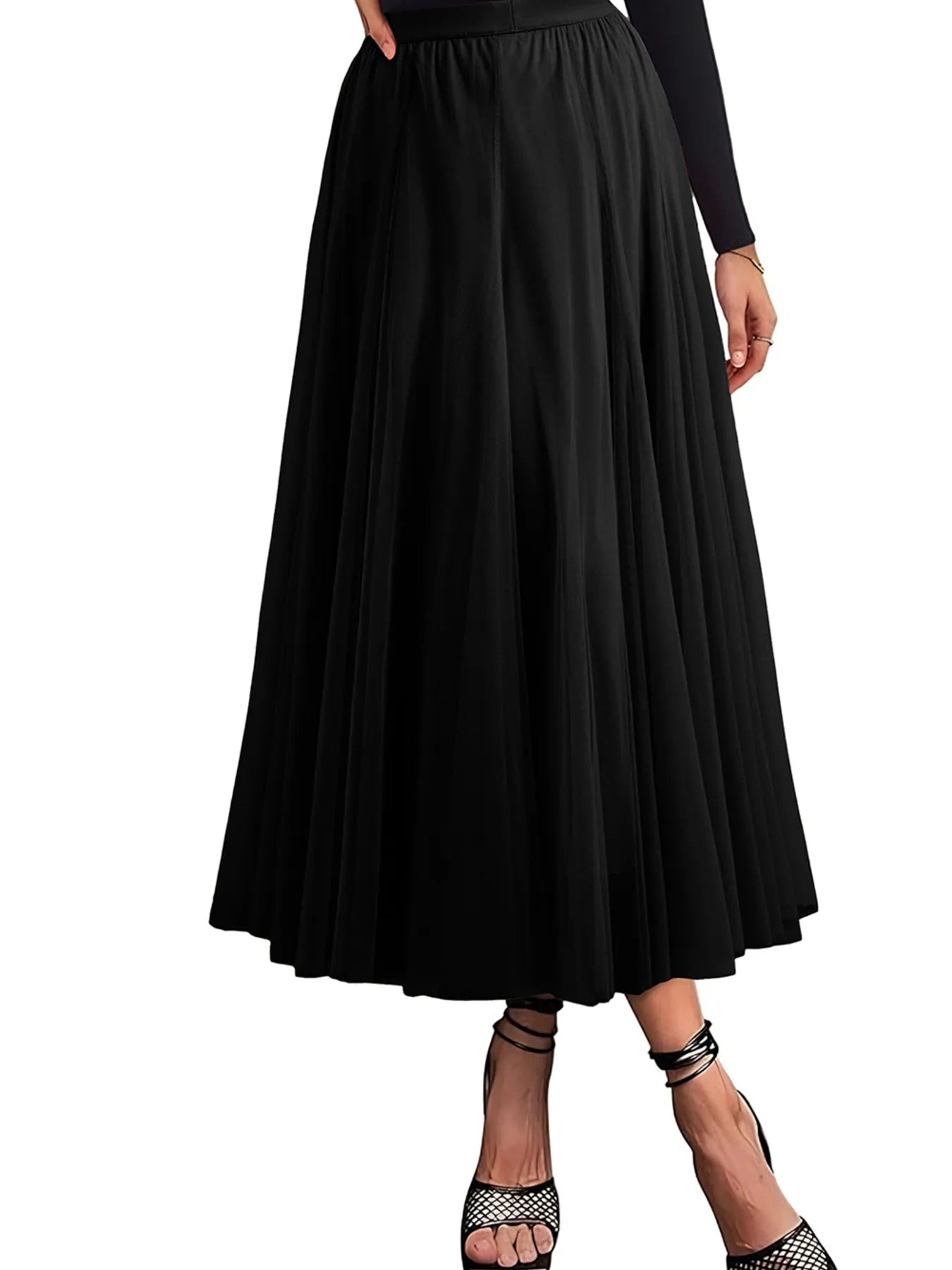 Mira Midi Skirt detail view styled for Avrienne