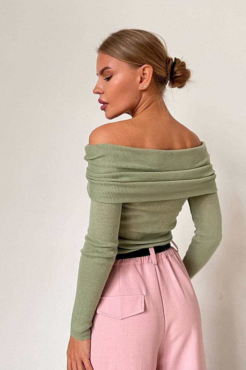 Slim Fit Off-Shoulder Knit Top image 3