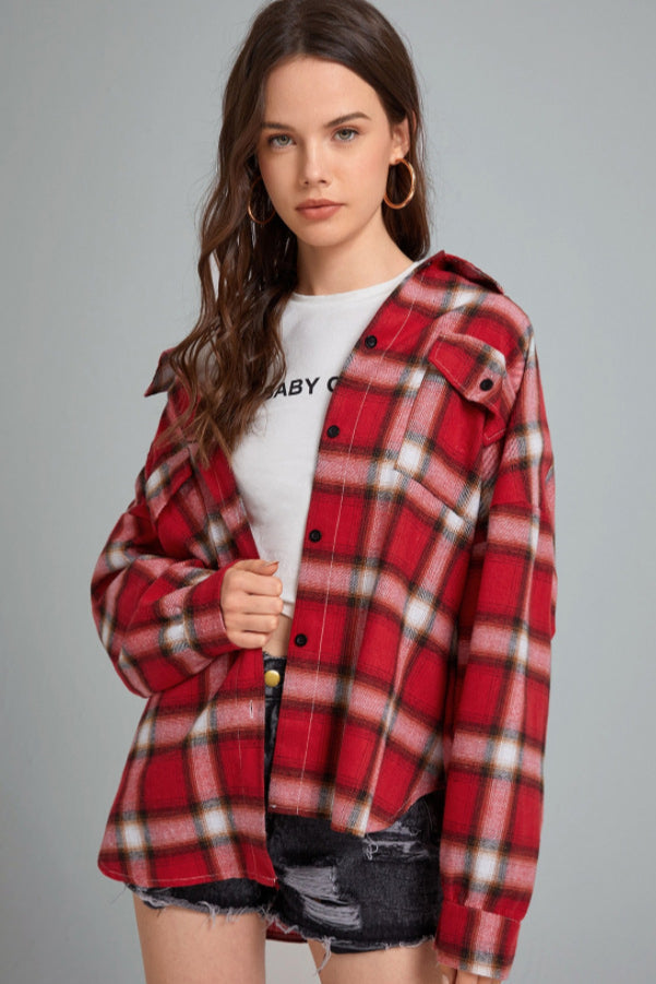Plaid Stand Collar Button Shirt  Blouse image 21