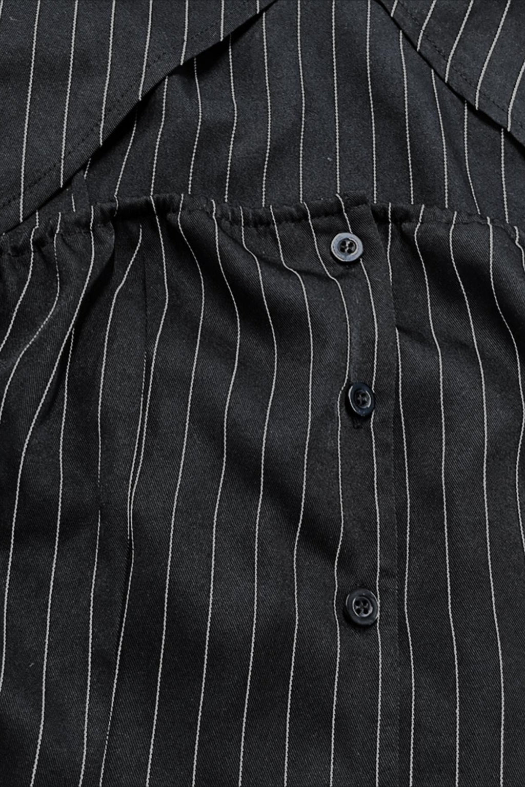 Striped Collared Buttoned Hollow Long Sleeve Blouse image 6
