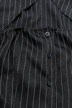 Striped Collared Buttoned Hollow Long Sleeve Blouse image 6