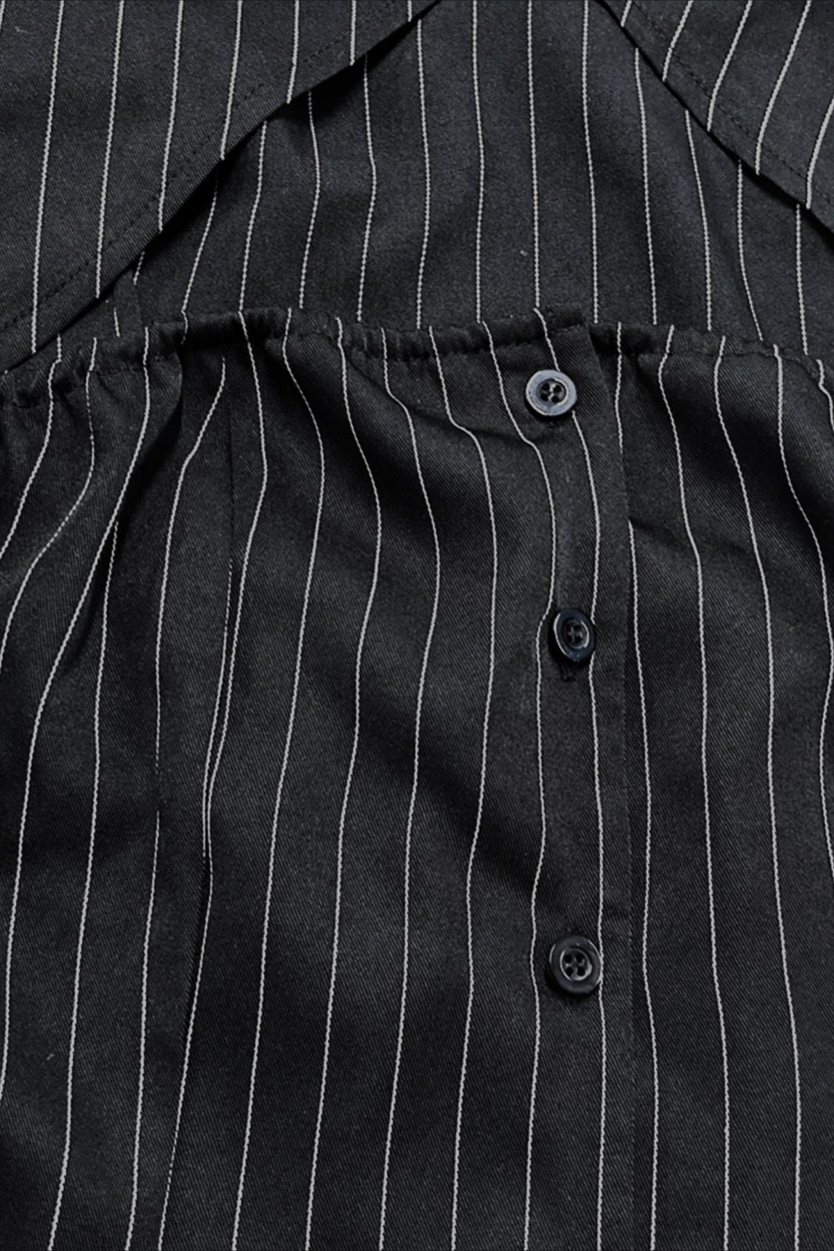 Striped Collared Buttoned Hollow Long Sleeve Blouse image 6