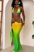 Ombre Halter Backless Three Piece Swim Set image 1