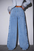 Y2K High Waist Bow Print Jeans image 4