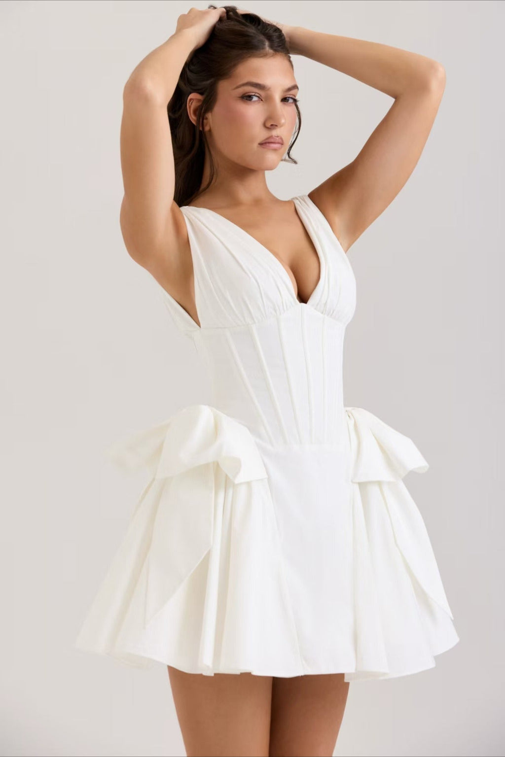 V-Neck Corset Puff Party Dress image 6