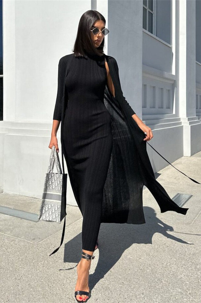 Sleeveless Turtleneck Knit Sweater Dress image 12