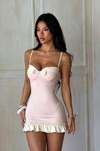 Sexy Halter Neck Color Block Slim Fit Bodycon Mini Dress image 3