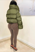 High Neck Scarf Collar Quilted Puffer Jacket image 7