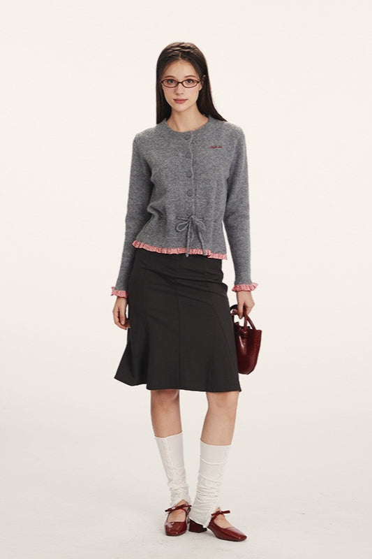 Panel-Design Waist-Cinched Slim Knit Cardigan image 2
