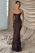3D Applique Bone Pad Tie Back Solid Prom Dress image 17
