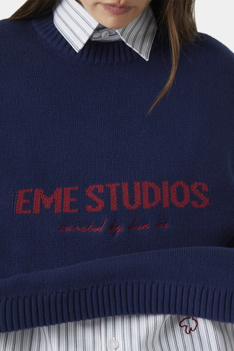 Embroidery Knit Slouchy Pullover Blouse image 6