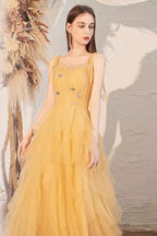 Yellow Spaghetti Strap Mini Formal Dress image 6