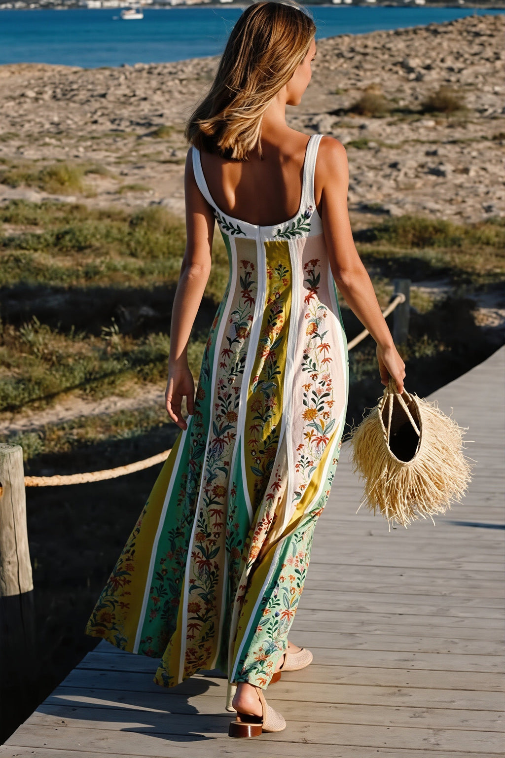 Floral Splice Loose Swing Maxi Dress image 5