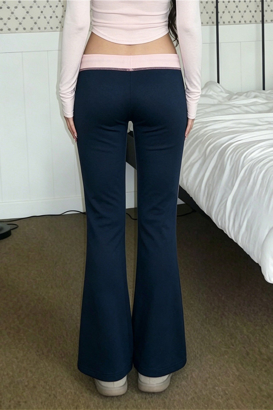 Contrast Drawstring Slim Knit Casual Pants image 5