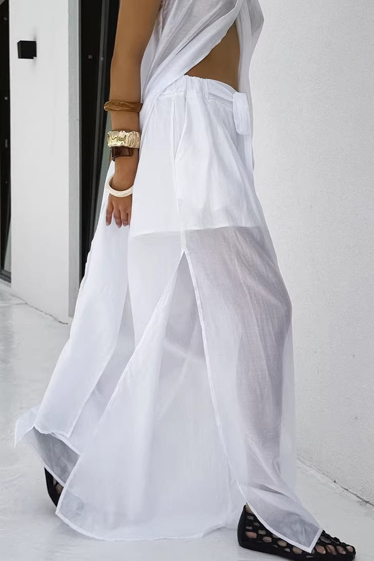 Casual Flowy Tencel Sleeveless Halter Two Piece Set image 4