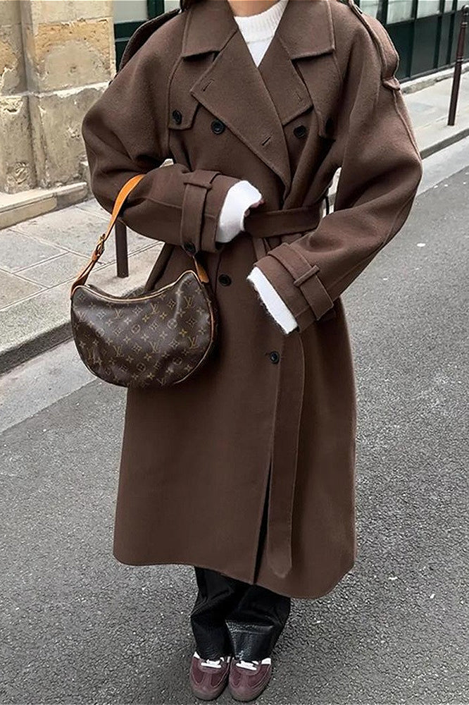 Solid Color Longline Elegant Long Sleeve  Overcoat image 5