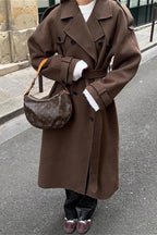 Solid Color Longline Elegant Long Sleeve  Overcoat image 5