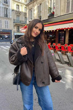 Faux Shearling Collared Casual Coat image 4