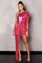 Chala One Shoulder Charming Sequin Mini Dress image 4