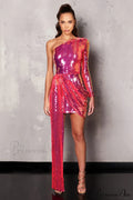 Chala One Shoulder Charming Sequin Mini Dress image 3