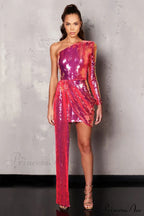 Chala One Shoulder Charming Sequin Mini Dress image 3