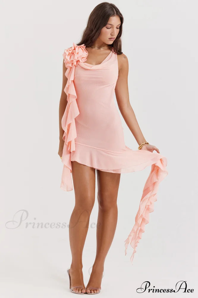 Charla Pink Stylish Ruffle Mini Dress image 4