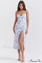 Charlotte Blue Print Charming Corset Midi Dress image 5