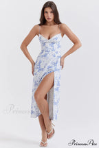 Charlotte Blue Print Charming Corset Midi Dress image 6