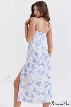 Charlotte Blue Print Charming Corset Midi Dress image 3