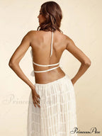 Charm Pleated Drawstring Charming Waist Tiered Maxi Skirt image 5