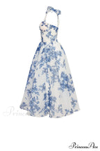 Charming Blue Hydrangea-Patterned Organza Graceful Midi Dress, Garden Of Eden image 7