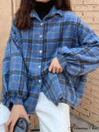 Checkered Long Graceful Sleeve Blouse image 10
