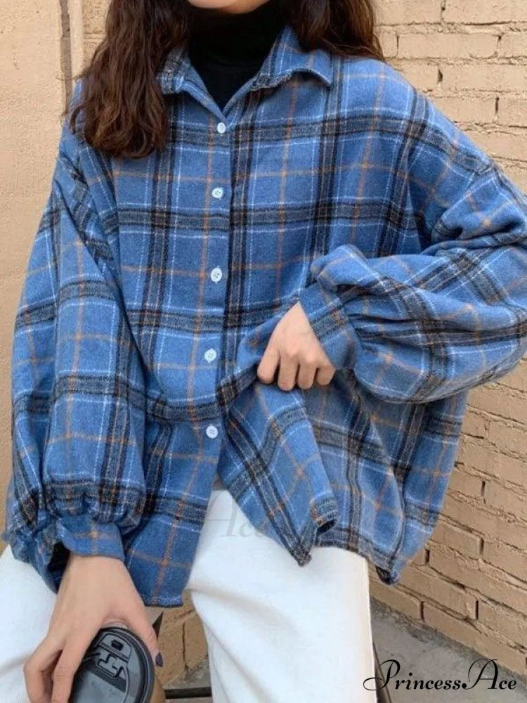 Checkered Long Graceful Sleeve Blouse image 10