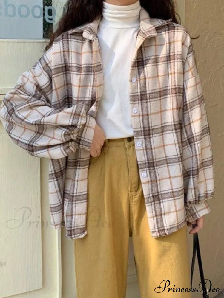 Checkered Long Graceful Sleeve Blouse image 1