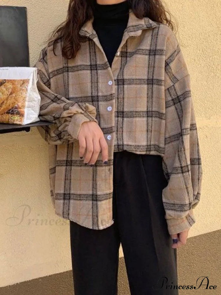 Checkered Long Graceful Sleeve Blouse image 13