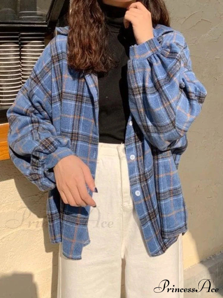 Checkered Long Graceful Sleeve Blouse image 11