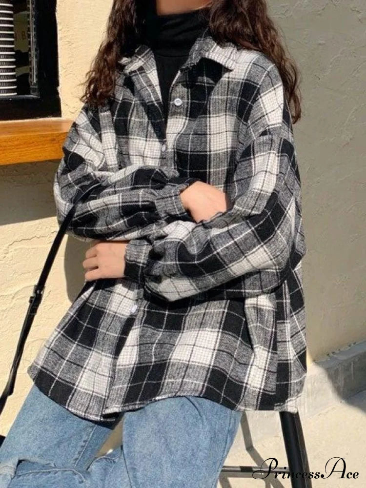 Checkered Long Graceful Sleeve Blouse image 9