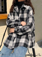 Checkered Long Graceful Sleeve Blouse image 9