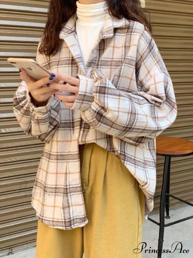 Checkered Long Graceful Sleeve Blouse image 4