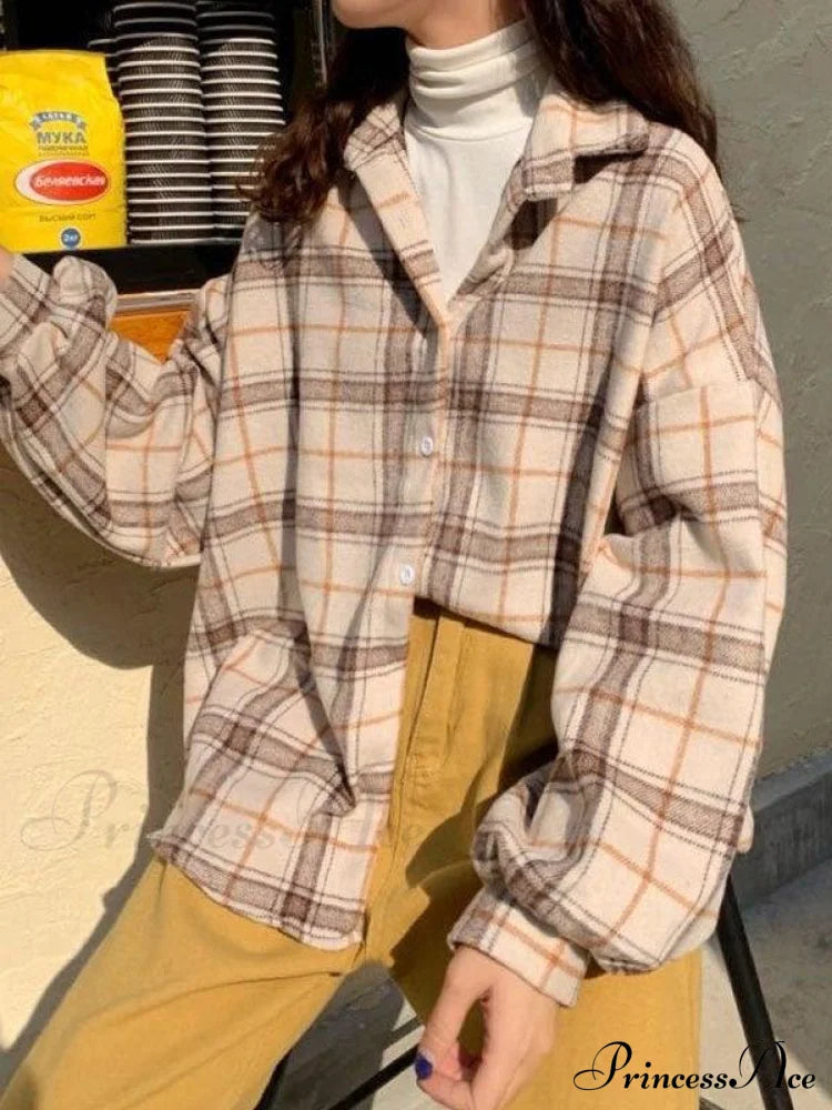 Checkered Long Graceful Sleeve Blouse image 3