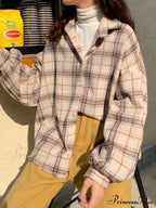 Checkered Long Graceful Sleeve Blouse image 3