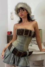 Chelsea Denim Stylish Kilt Mini Dress image 10