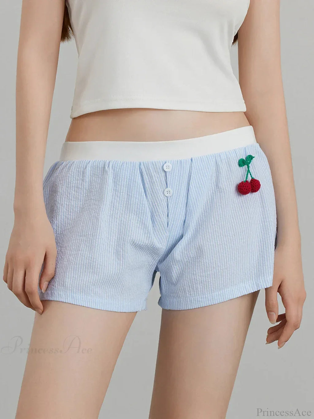 Cherry Striped Elastic Waist Short image 3