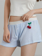 Cherry Striped Elastic Waist Short image 5