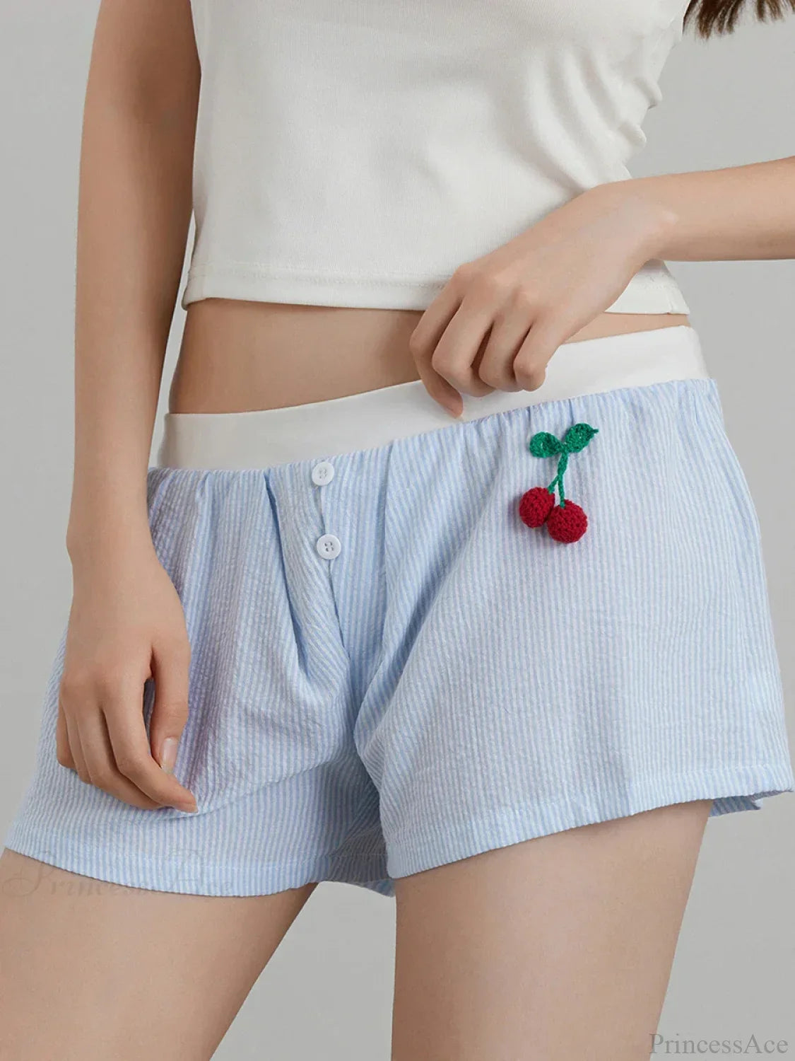 Cherry Striped Elastic Waist Short image 5