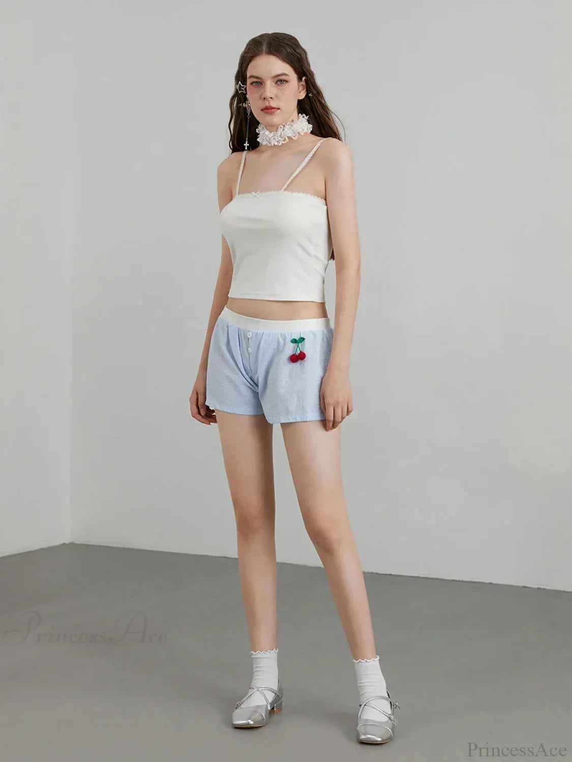 Cherry Striped Elastic Waist Short image 6