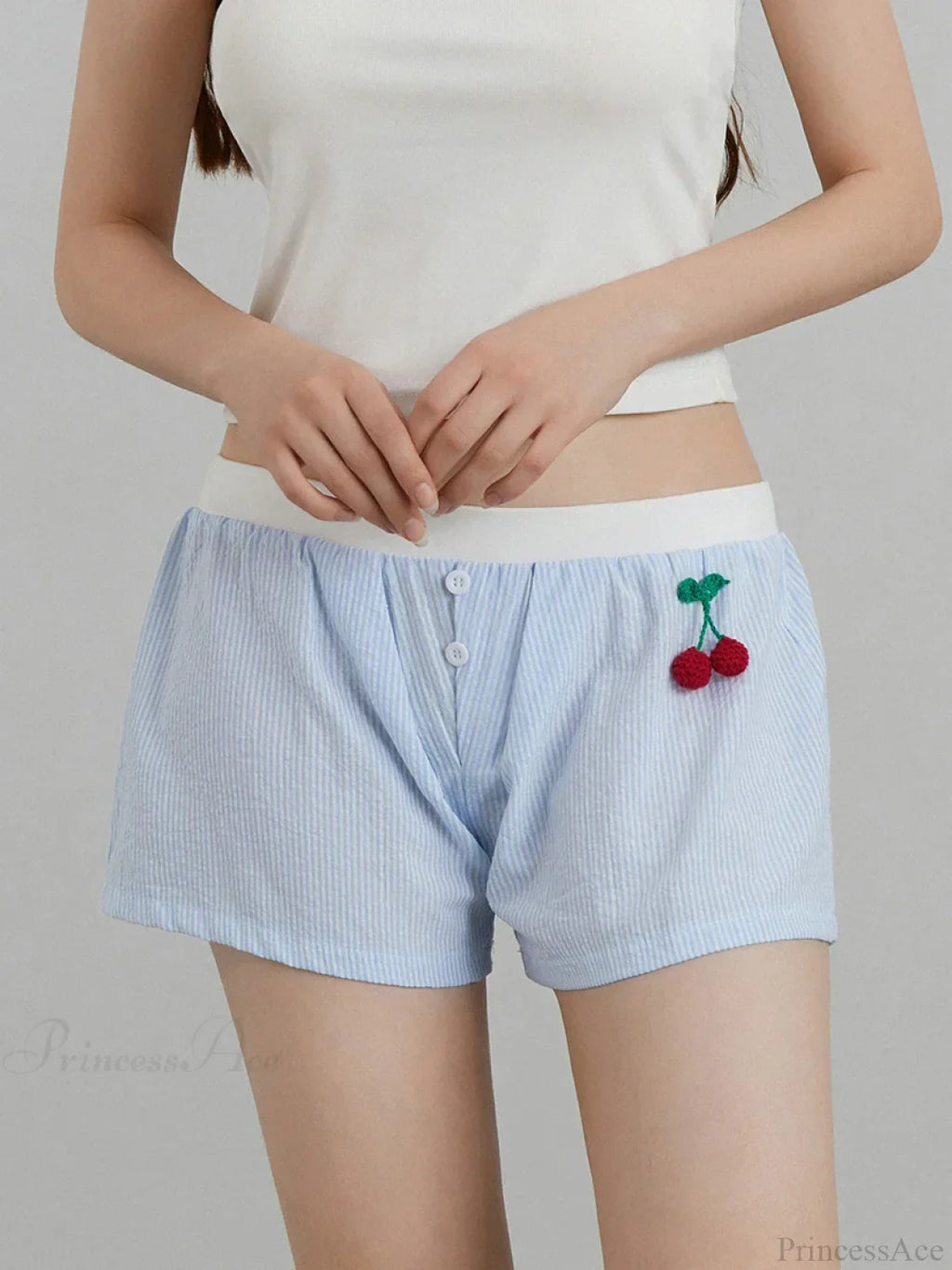 Cherry Striped Elastic Waist Short image 2