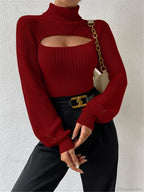 Chest Hollowed-out Turtleneck Sexy Sweater image 11
